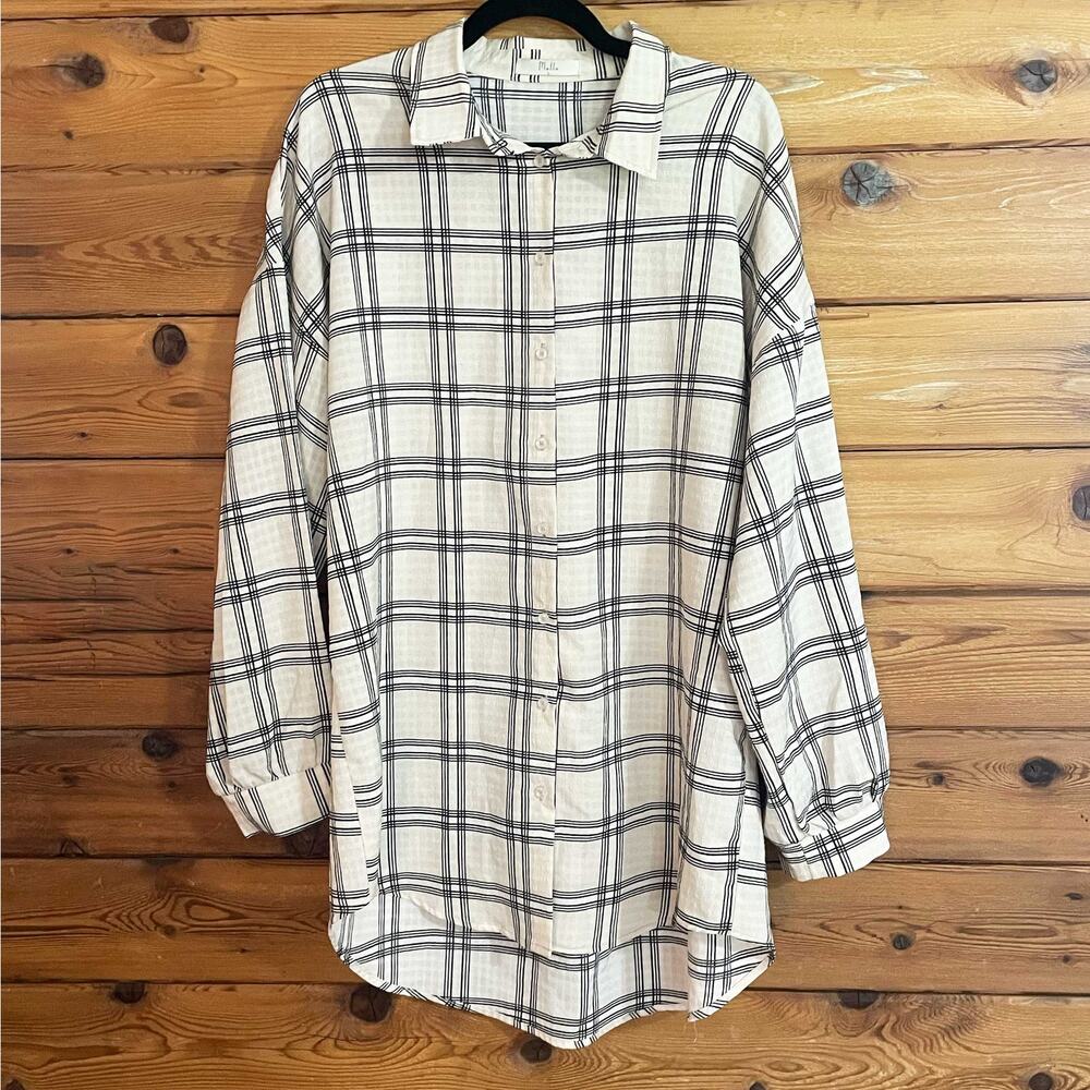 Mulla Plaid Long Blouse Size Large
